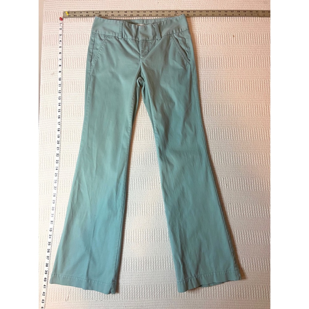 Y2K Express Editor Sage Green Bootcut Dress Pants Size 2 Cotton Spandex Mid Rise